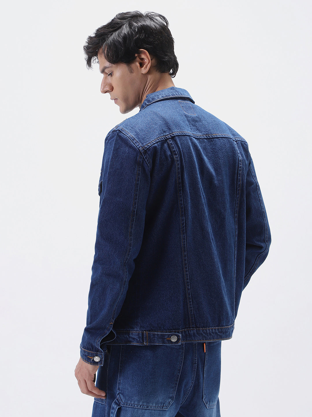 Men's Blue Solid Regular Denim Jacket