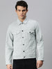 Urbano Fashion Men's White Grey Regular Fit Washed Full Sleeve Denim Jacket