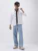 Men's White Regular Fit Washed Full Sleeve Denim Jacket