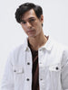 Men's White Regular Fit Washed Full Sleeve Denim Jacket