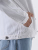 Men's White Regular Fit Washed Full Sleeve Denim Jacket