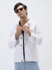 Men's White Regular Fit Washed Full Sleeve Denim Jacket