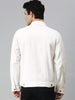 Men's White Regular Fit Washed Full Sleeve Denim Jacket