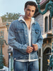 Men's Light Blue Regular Fit Washed Full Sleeve Denim Jacket