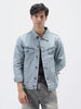 Men's Light Grey Regular Fit Washed Full Sleeve Denim Jacket