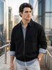 Men's Black Relaxed Fit Full Sleeve Harrington Denim Jacket