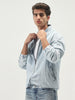 Men's Ice Blue Relaxed Fit Full Sleeve Harrington Denim Jacket