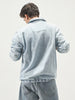 Men's Ice Blue Relaxed Fit Full Sleeve Harrington Denim Jacket