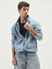 Men's Light Blue Relaxed Fit Full Sleeve Harrington Denim Jacket