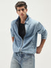 Men's Light Blue Relaxed Fit Full Sleeve Harrington Denim Jacket