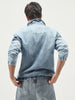 Men's Light Blue Relaxed Fit Full Sleeve Harrington Denim Jacket