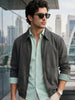 Men's Light Grey Relaxed Fit Full Sleeve Harrington Denim Jacket