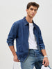 Men's Blue Relaxed Fit Full Sleeve Harrington Denim Jacket