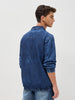 Men's Blue Relaxed Fit Full Sleeve Harrington Denim Jacket