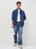 Men's Blue Relaxed Fit Full Sleeve Harrington Denim Jacket