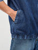 Men's Blue Relaxed Fit Full Sleeve Harrington Denim Jacket