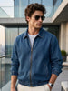 Men's Blue Relaxed Fit Full Sleeve Harrington Denim Jacket