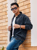 Men's Grey Relaxed Fit Full Sleeve Harrington Denim Jacket