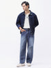 Men's Dark Blue Relaxed Fit Full Sleeve Utility Denim Jacket