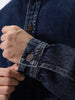 Men's Dark Blue Relaxed Fit Full Sleeve Utility Denim Jacket