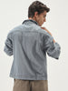 Men's Ice Grey Relaxed Fit Full Sleeve Utility Denim Jacket