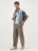 Men's Ice Grey Relaxed Fit Full Sleeve Utility Denim Jacket