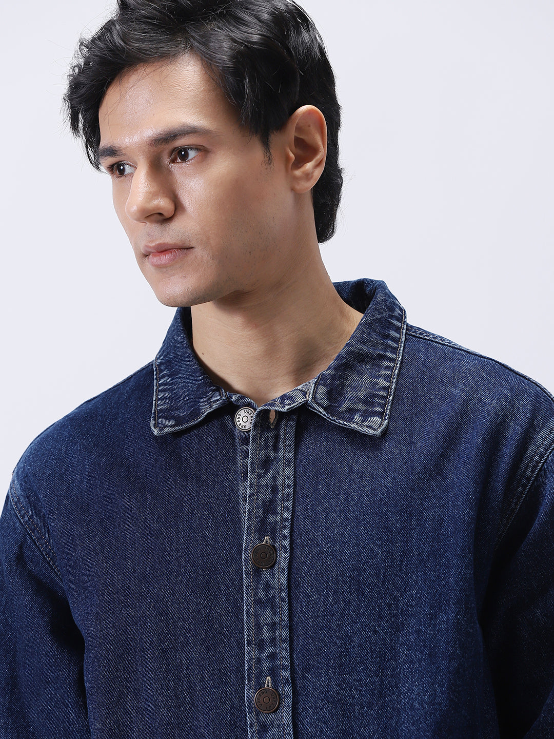 Men's Blue Relaxed Fit Full Sleeve Utility Denim Jacket