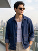 Men's Blue Relaxed Fit Full Sleeve Utility Denim Jacket