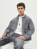Men's Grey Relaxed Fit Full Sleeve Utility Denim Jacket