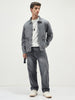Men's Grey Relaxed Fit Full Sleeve Utility Denim Jacket
