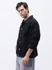Men's Black Relaxed Fit Full Sleeve Utility Denim Jacket