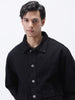 Men's Black Relaxed Fit Full Sleeve Utility Denim Jacket