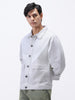 Men's White Relaxed Fit Full Sleeve Utility Denim Jacket