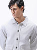 Men's White Relaxed Fit Full Sleeve Utility Denim Jacket