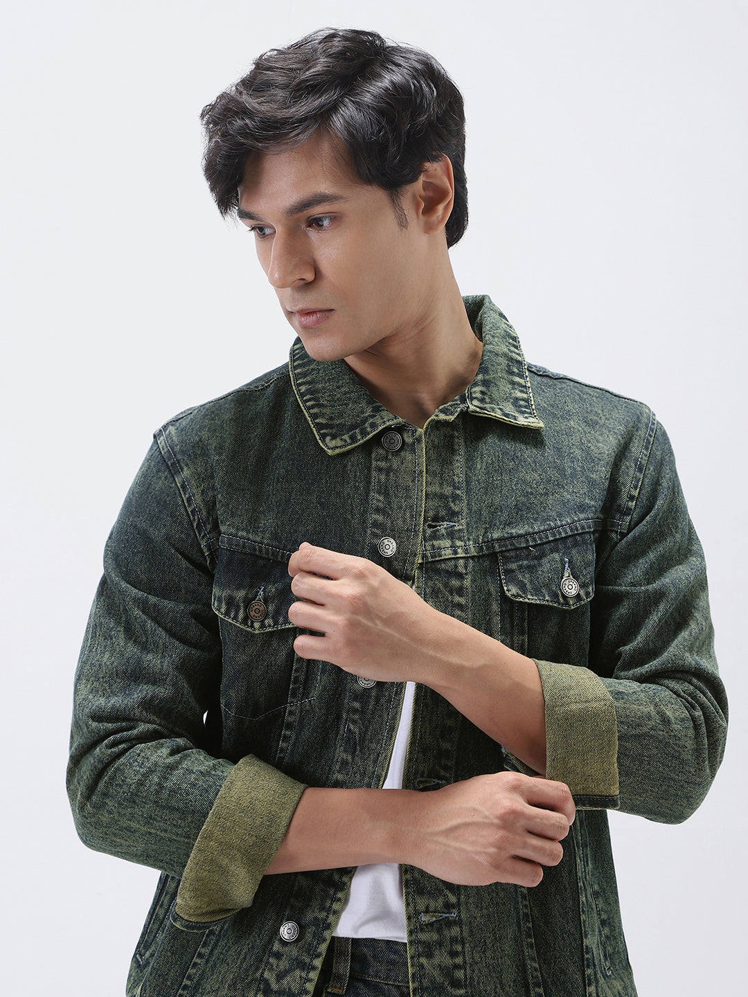 Men's Blue Regular Fit Washed Full Sleeve Denim Jacket