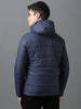 Urbano Fashion Men's Blue Full Sleeve Zippered Hooded Neck Puffer Jacket