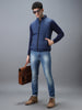 Men's Blue Sleeveless Zippered Puffer Jacket