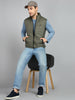 Men's Green Sleeveless Zippered Puffer Jacket