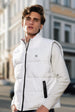 Men's White Sleeveless Zippered Puffer Jacket