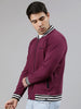 Men's Maroon Cotton Zippered Varsity Sweatshirt