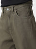 Men's Khaki Loose Baggy Fit Washed Jeans Non-Stretchable