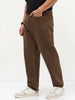 Men's Chocolate Brown Loose Baggy Fit Washed Denim Jeans Non-Stretchable