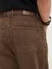 Men's Chocolate Brown Loose Baggy Fit Washed Denim Jeans Non-Stretchable