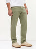 Men's Sage Green Loose Baggy Fit Washed Denim Jeans Non-Stretchable