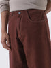 Men's Brown Loose Fit Washed Jeans Non-Stretchable