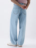 Men's Ice Blue Loose Fit Washed Jeans Non-Stretchable