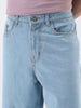 Men's Ice Blue Loose Fit Washed Jeans Non-Stretchable