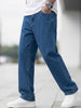 Men's Light Blue Loose Fit Washed Jeans Non-Stretchable