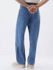 Men's Light Blue Loose Fit Washed Jeans Non-Stretchable