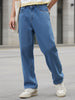 Men's Light Blue Loose Fit Washed Jeans Non-Stretchable